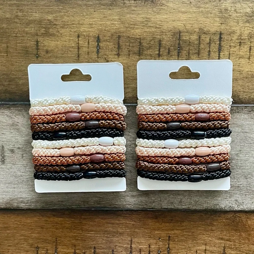 NEW 20 Hair Ties (Black/Brown/White/Beige/Coffee)